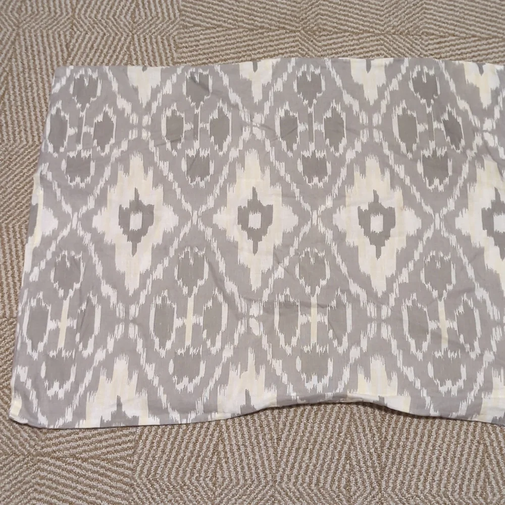 RH Teen Ikat Gray and Cream Duvet Cover w/subtle yellow highlights